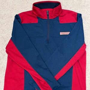 Vineyard Vines Navy and Red Half-Zip Pullover